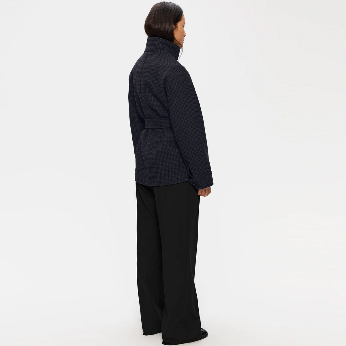Alendra Wool Coat grey check