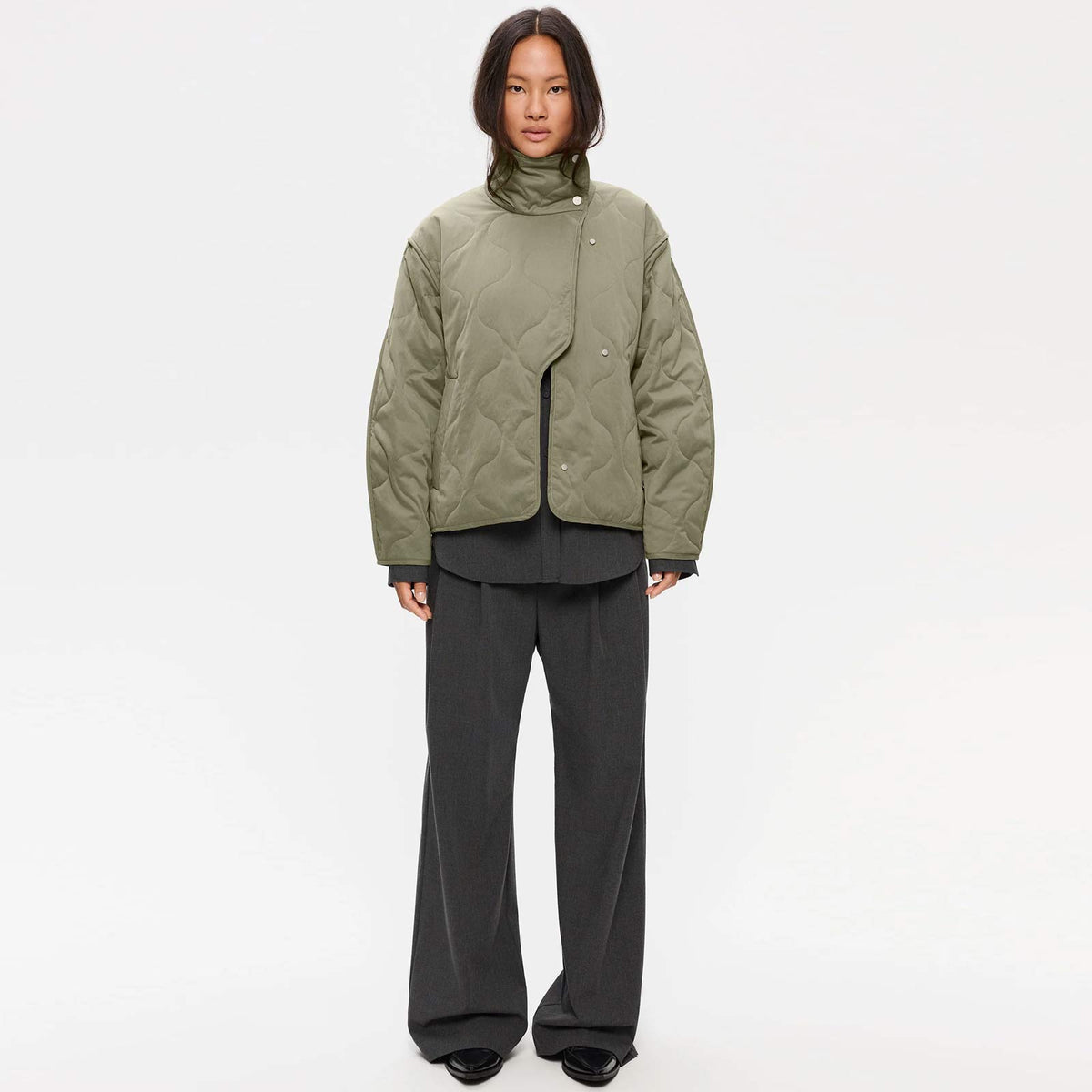 Caisa BrushLoom Jacket silver green
