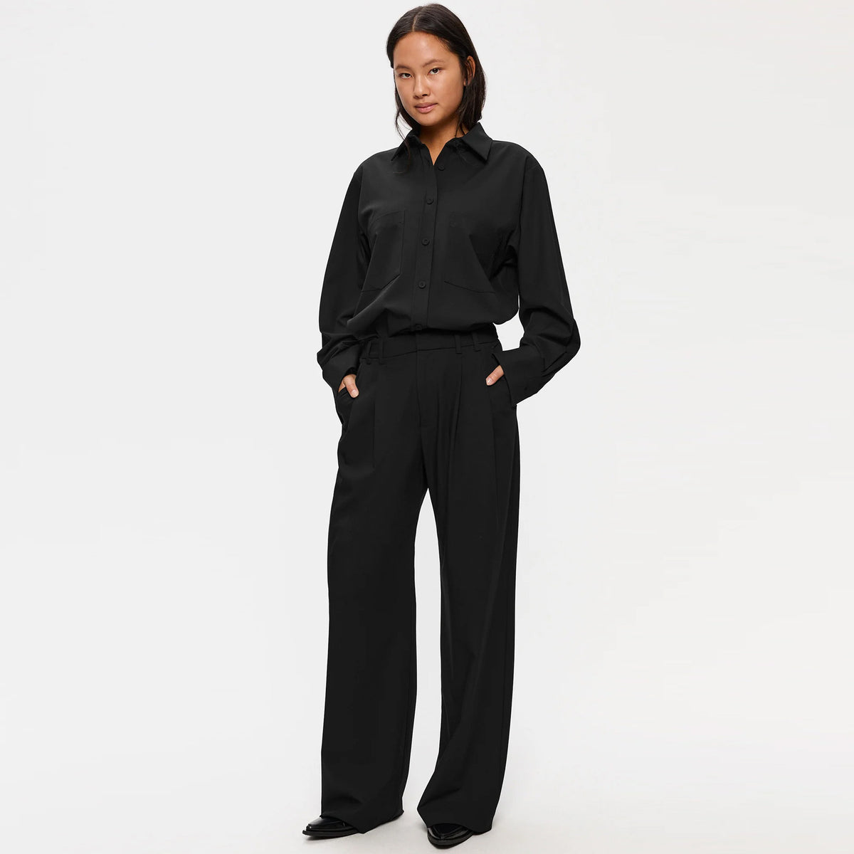 Dilay Herringbone Trousers black