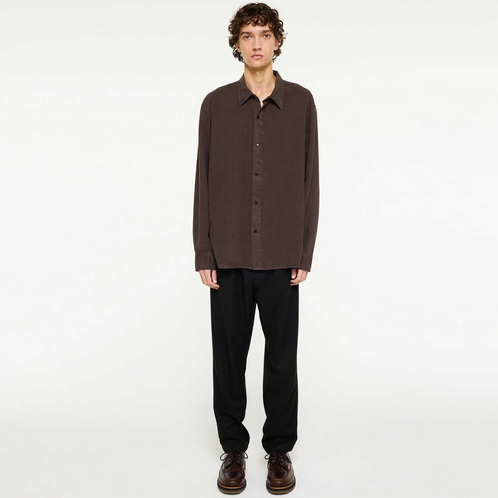 Ossian Tencel Shirt dark coffee Elvine