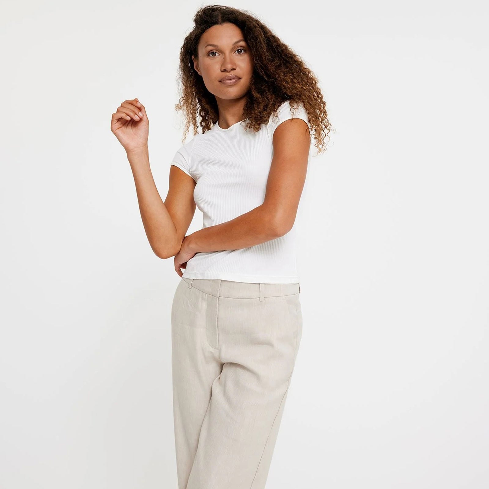 DenaFV 769 Ankle Pants sand linen