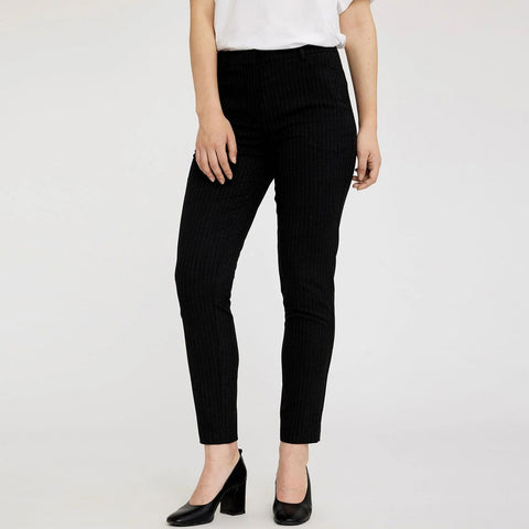 Kylie Crop Trousers 553 charcoal pinstripe