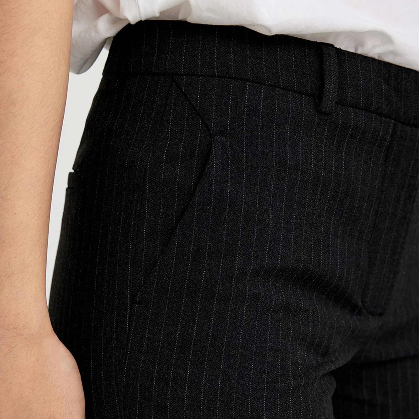 Kylie Crop Trousers 553 charcoal pinstripe