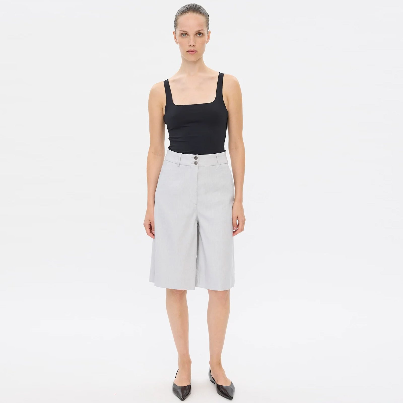 LauraFV 769 Long Shorts quiet grey linen Five Units