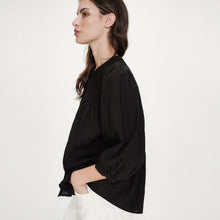 Balloon-Sleeve Blouse Vanille noir Grace & Mila