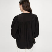 Balloon-Sleeve Blouse Vanille noir Grace & Mila