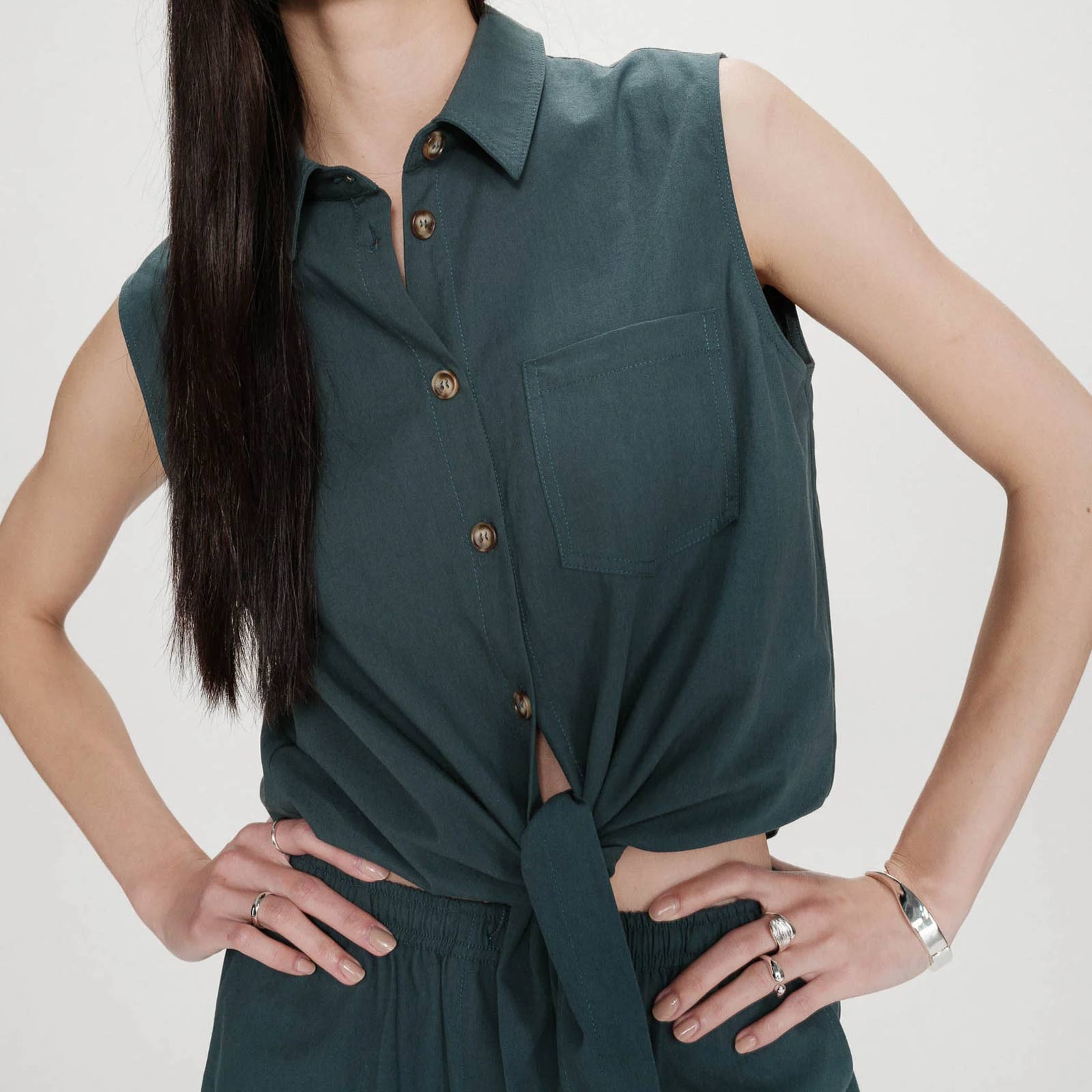 Cotton Shirt Vero emeraude Grace & Mila