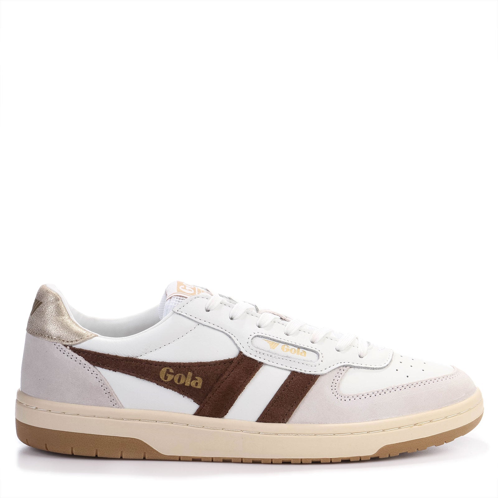 Hawk Womens Trainer white/dark brown/gold Gola