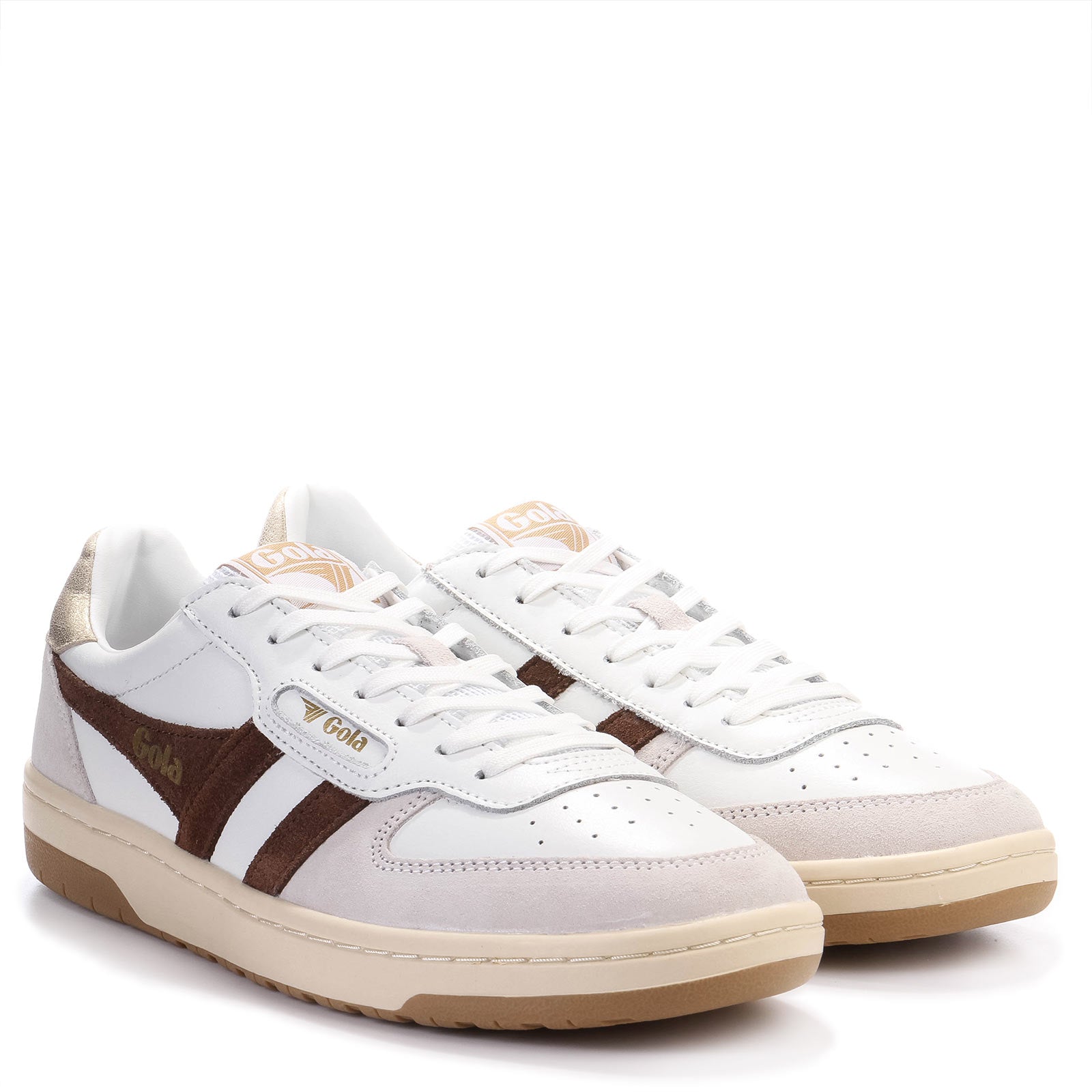 Hawk Womens Trainer white/dark brown/gold Gola