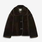 Amelio Oversized Buttoned Faux-Fur Coat kaki