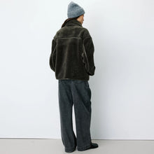 Amelio Oversized Buttoned Faux-Fur Coat kaki