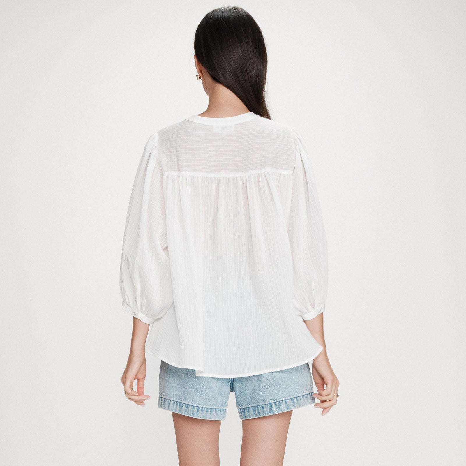 Balloon-Sleeve Blouse Vanille ivoire Grace & Mila