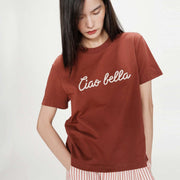 Embroidered T-Shirt Vanders terracotta Grace & Mila