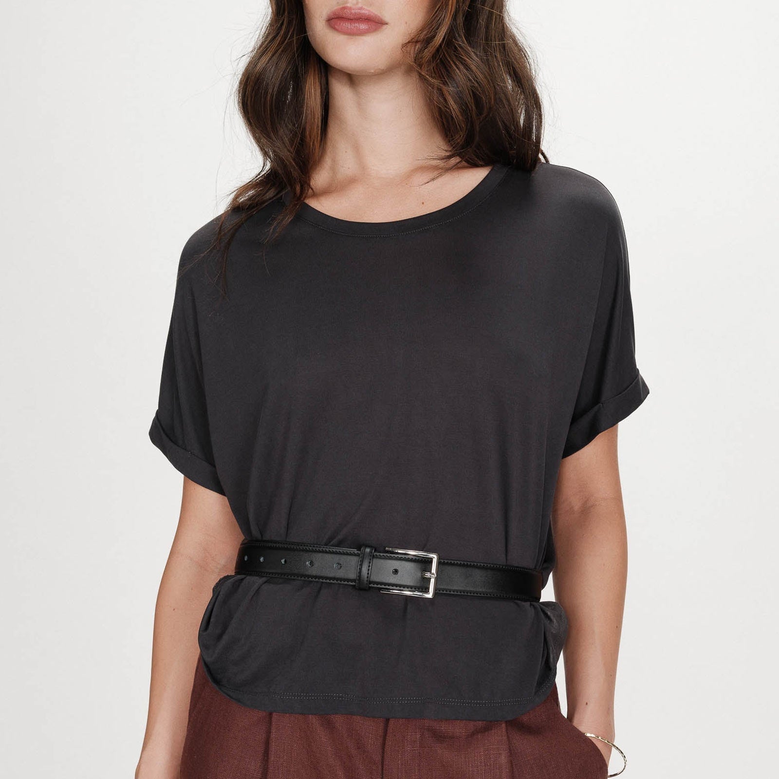 Oversized Modal T-Shirt Parma carbone Grace & Mila