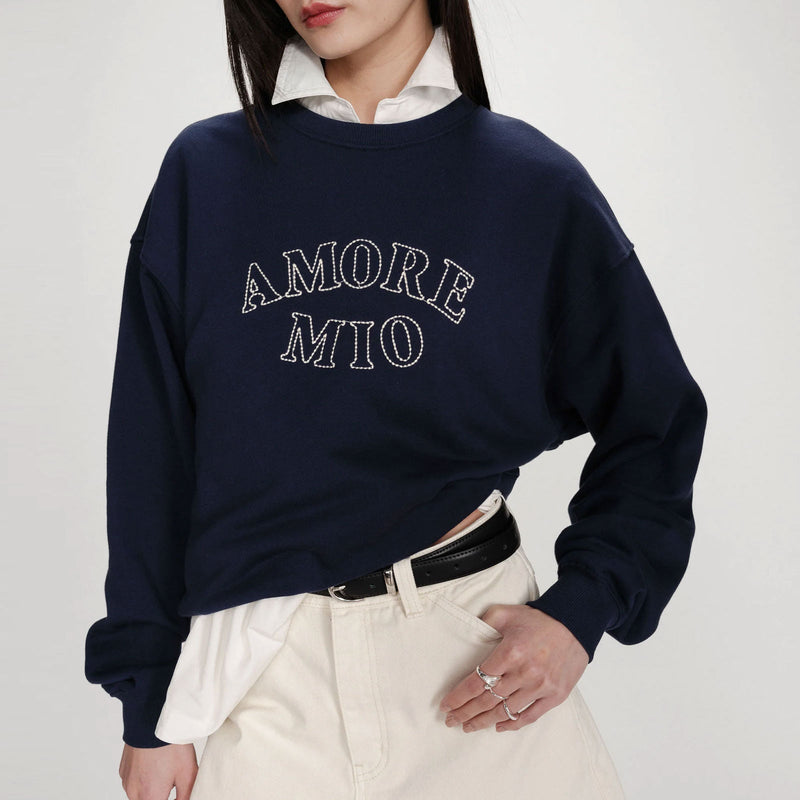 Oversized Slogan Sweater Valino marine Grace & Mila