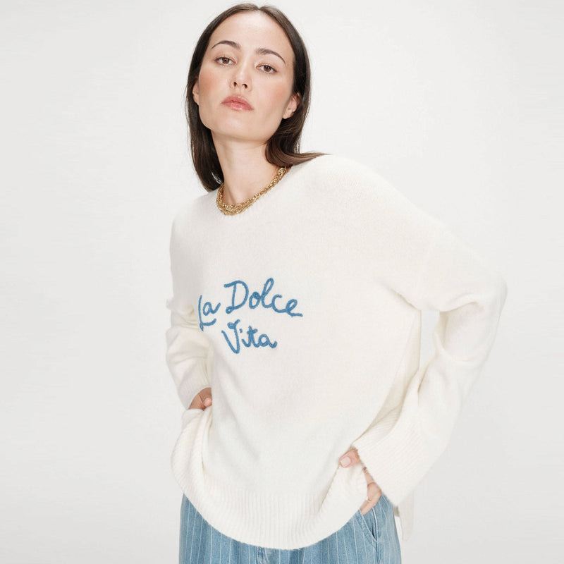 Oversized Slogan Sweater Viggo bleuet Grace & Mila