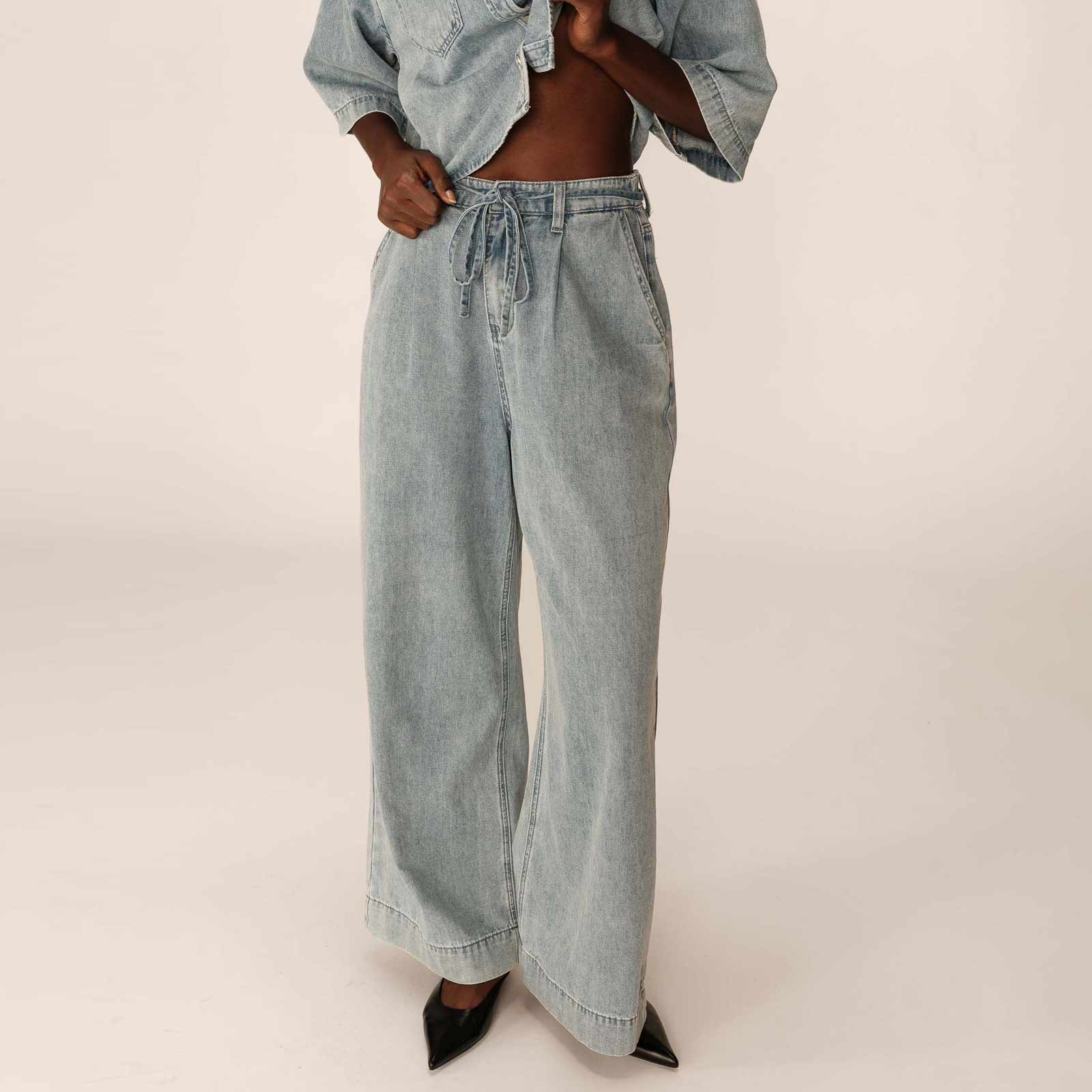 Pompon Baggy jeans sky blue Grace & Mila