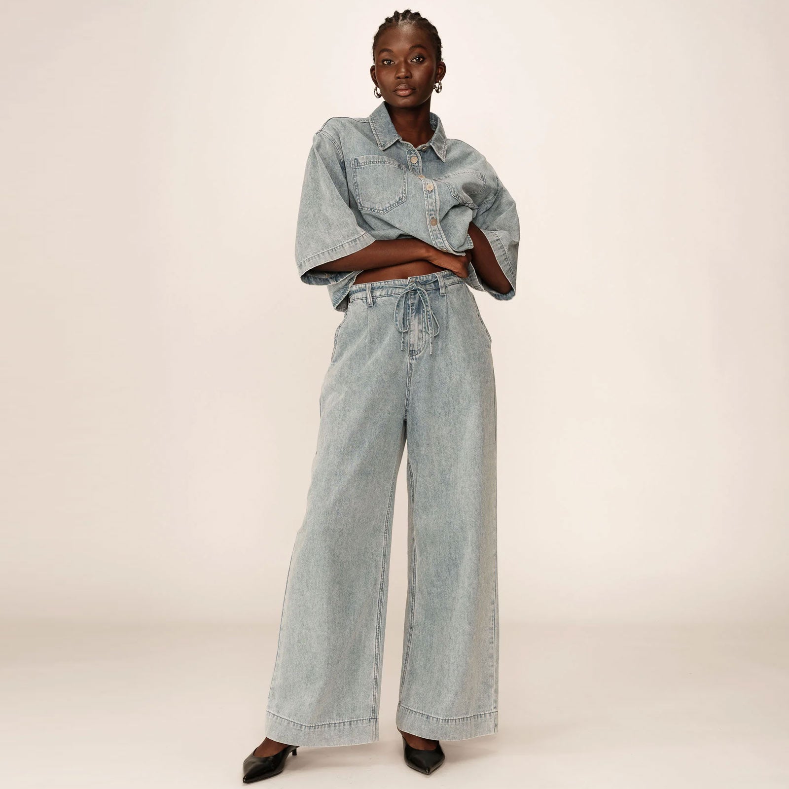 Pompon Baggy jeans sky blue Grace & Mila