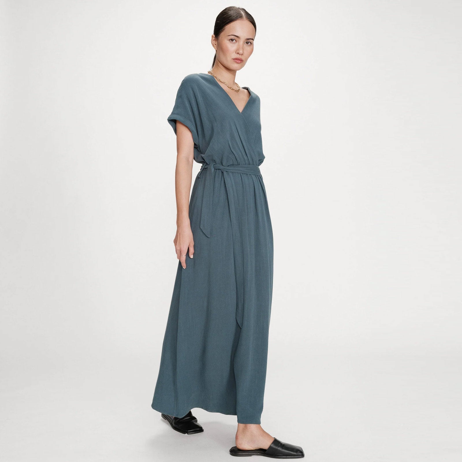 Robe Longue Portefeuille Pollen emeraude Grace & Mila