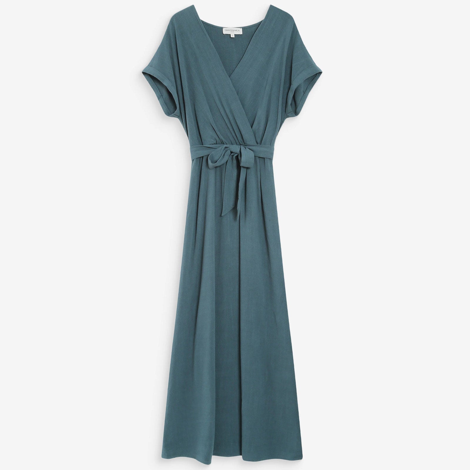 Robe Longue Portefeuille Pollen emeraude Grace & Mila