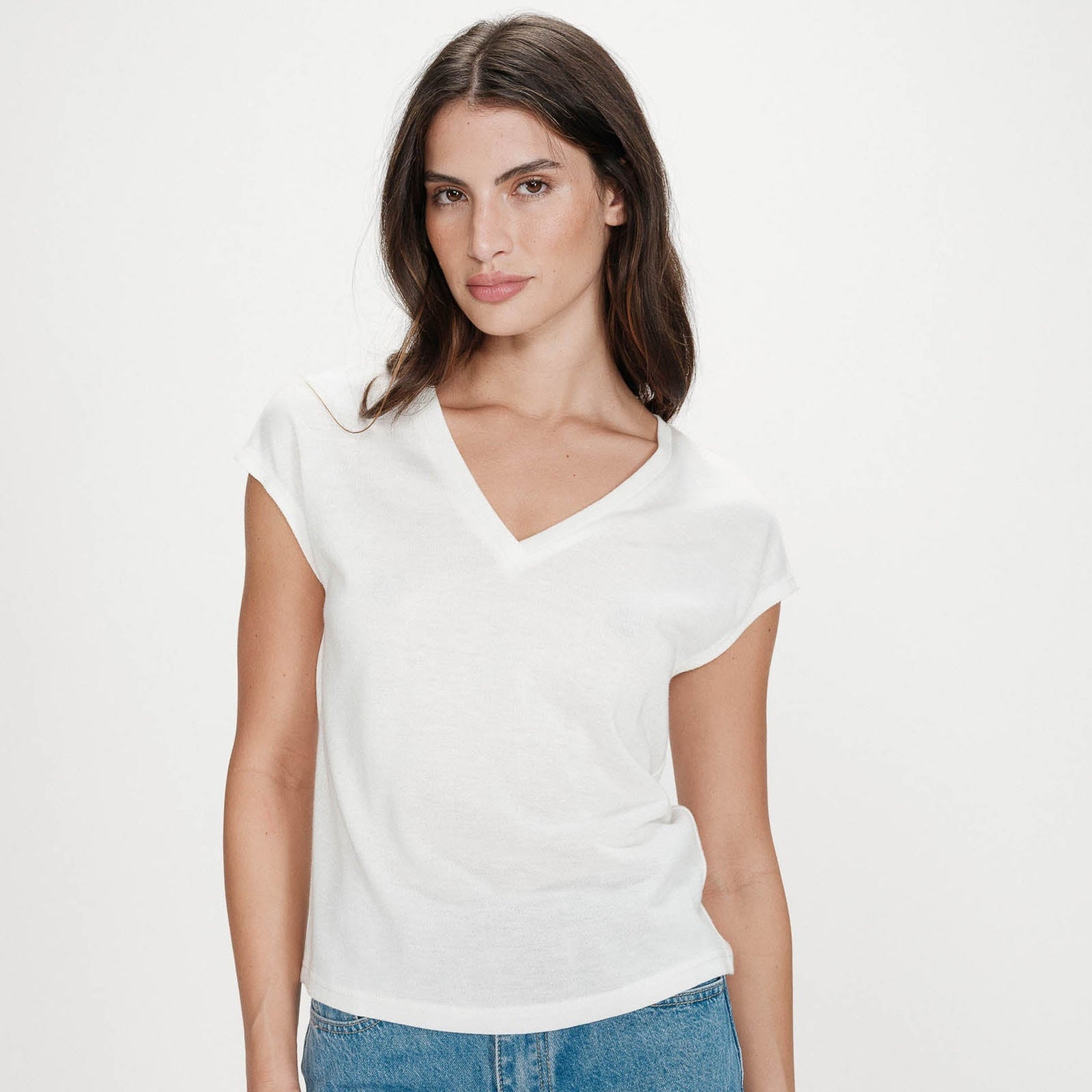 V-Neck Lurex Top Valsons ivoire Grace & Mila