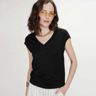 V-Neck Lurex Top Valsons noir Grace & Mila