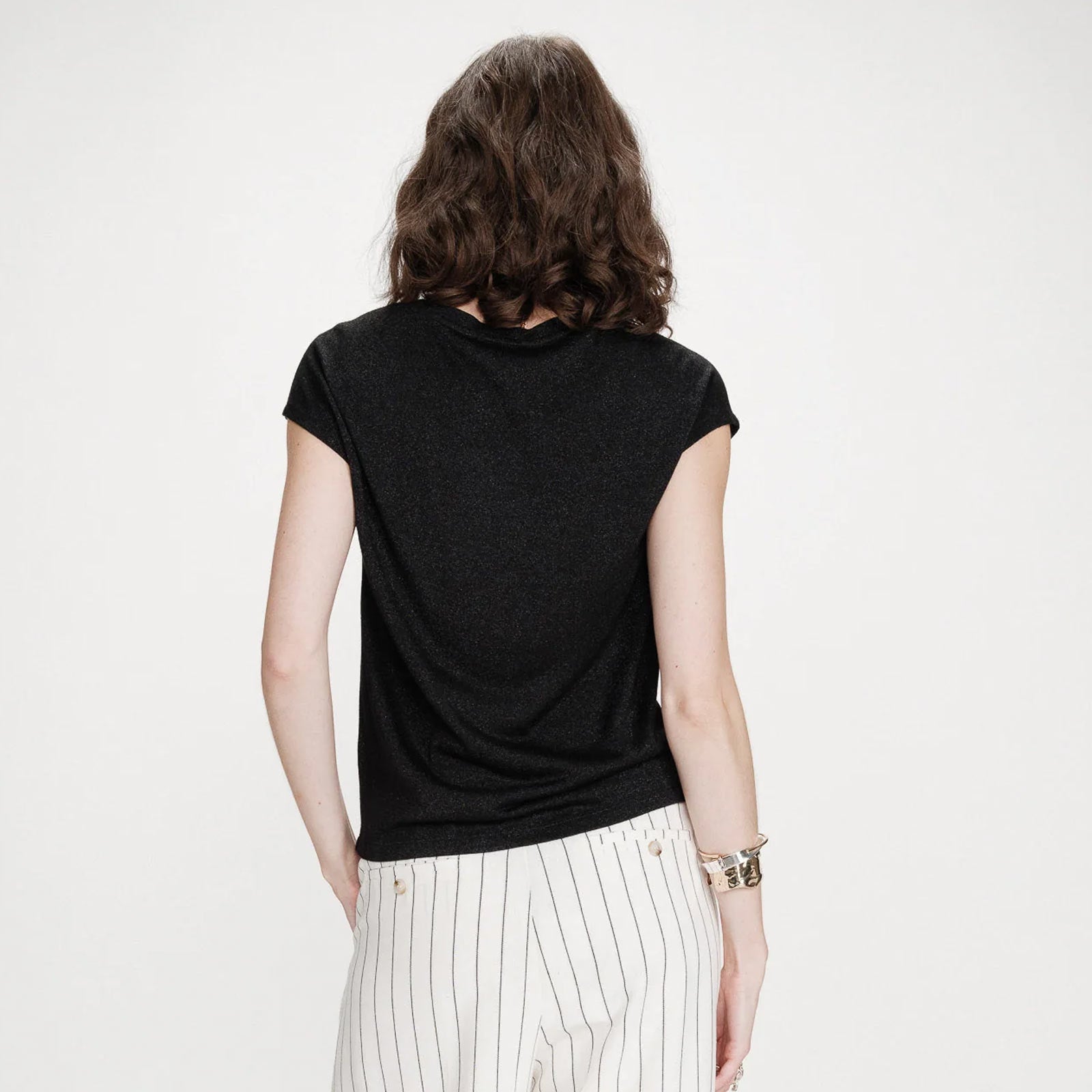 V-Neck Lurex Top Valsons noir Grace & Mila