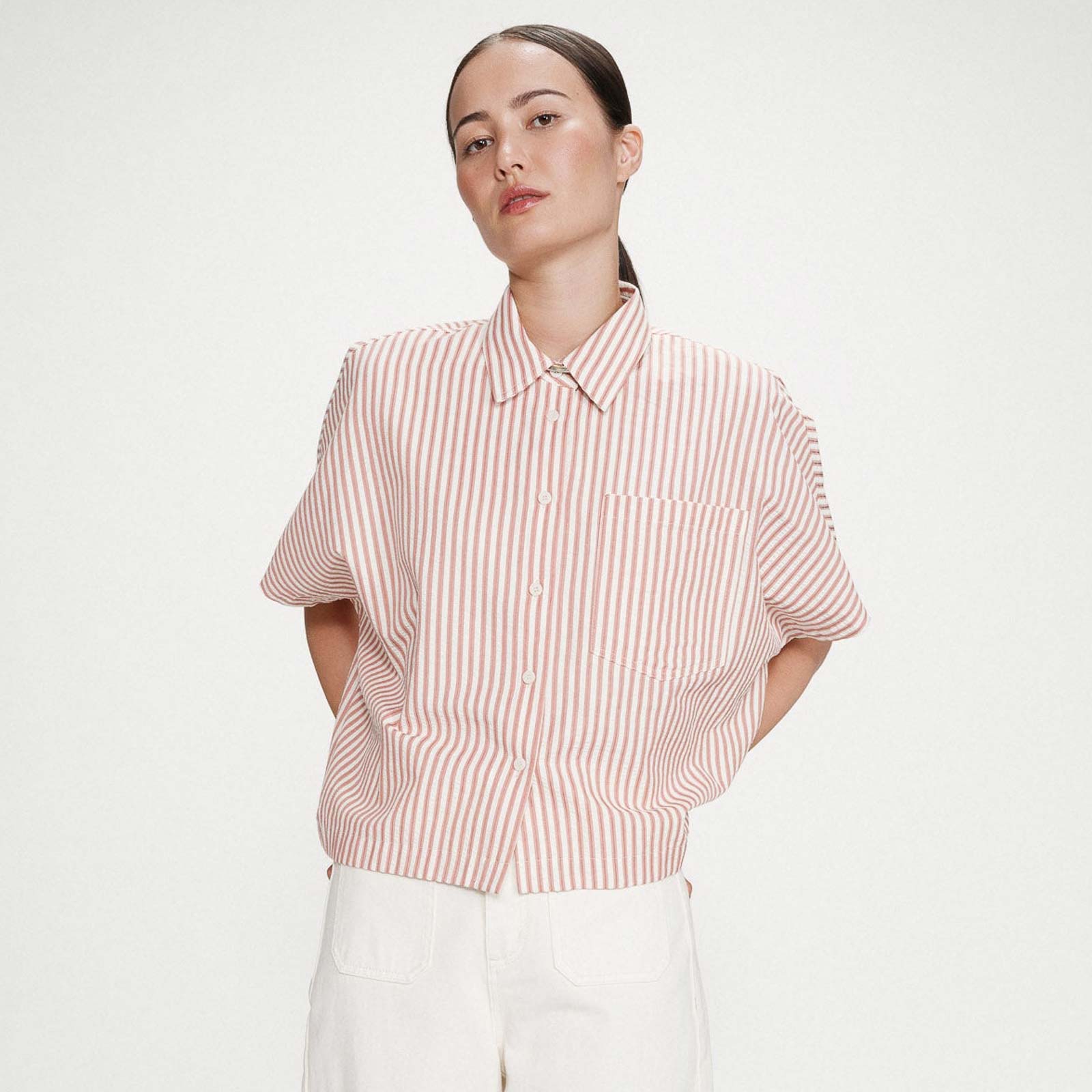 Wide Striped Shirt Vercia corail Grace & Mila
