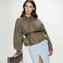 Suedine Bomber Jacket Verve kaki Grace & Mila