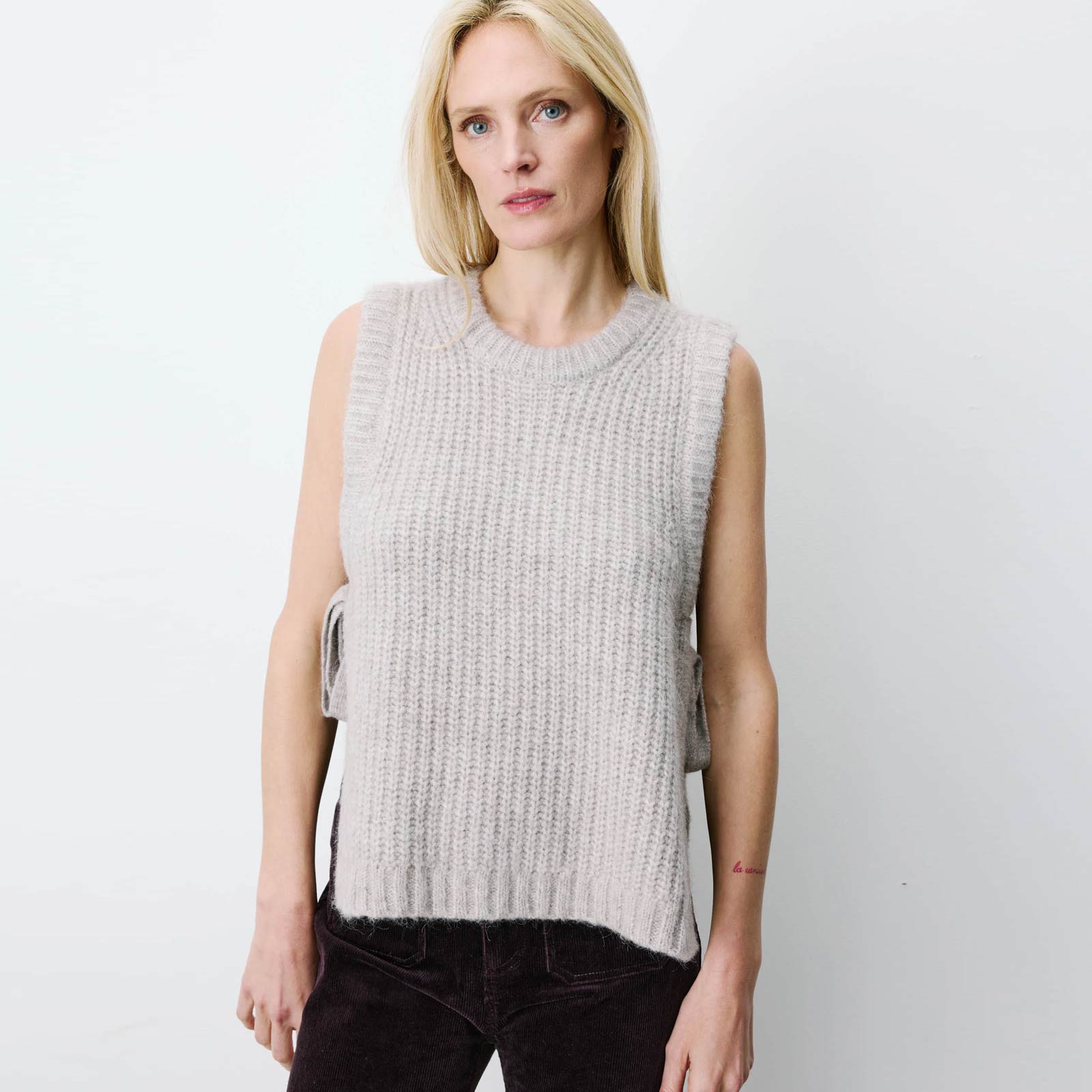 Argan Knit Vest grege