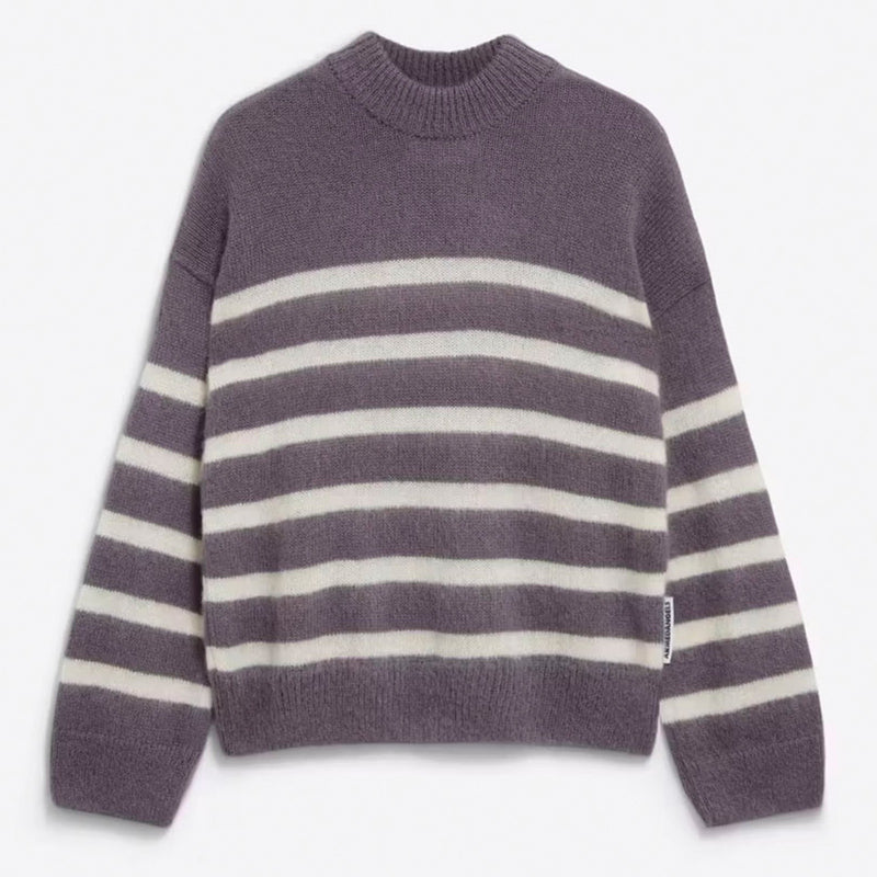 Gwyneiraa Stripes Jumper iron cast-oatmilk