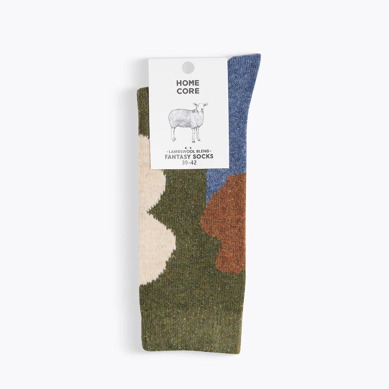 Lambswool Blend Fantasy Splotches Socks khaki/multi Homecore