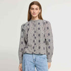 IHEloza Shirt birch/dark blue check w. emb/white