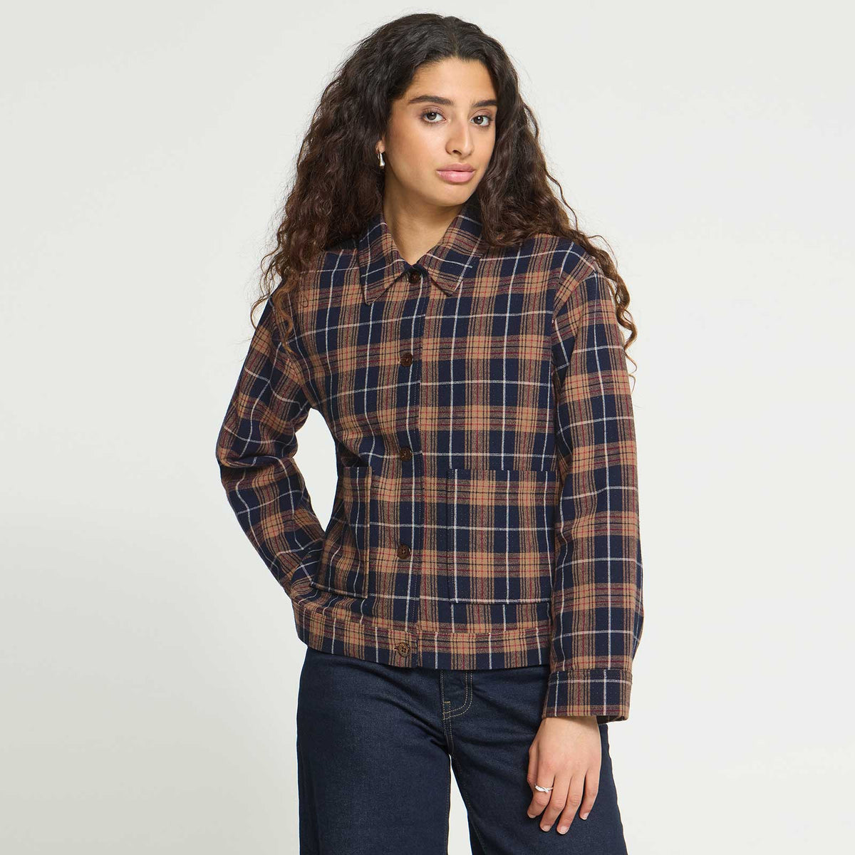 IHKalia Shirt dark blue/brown check