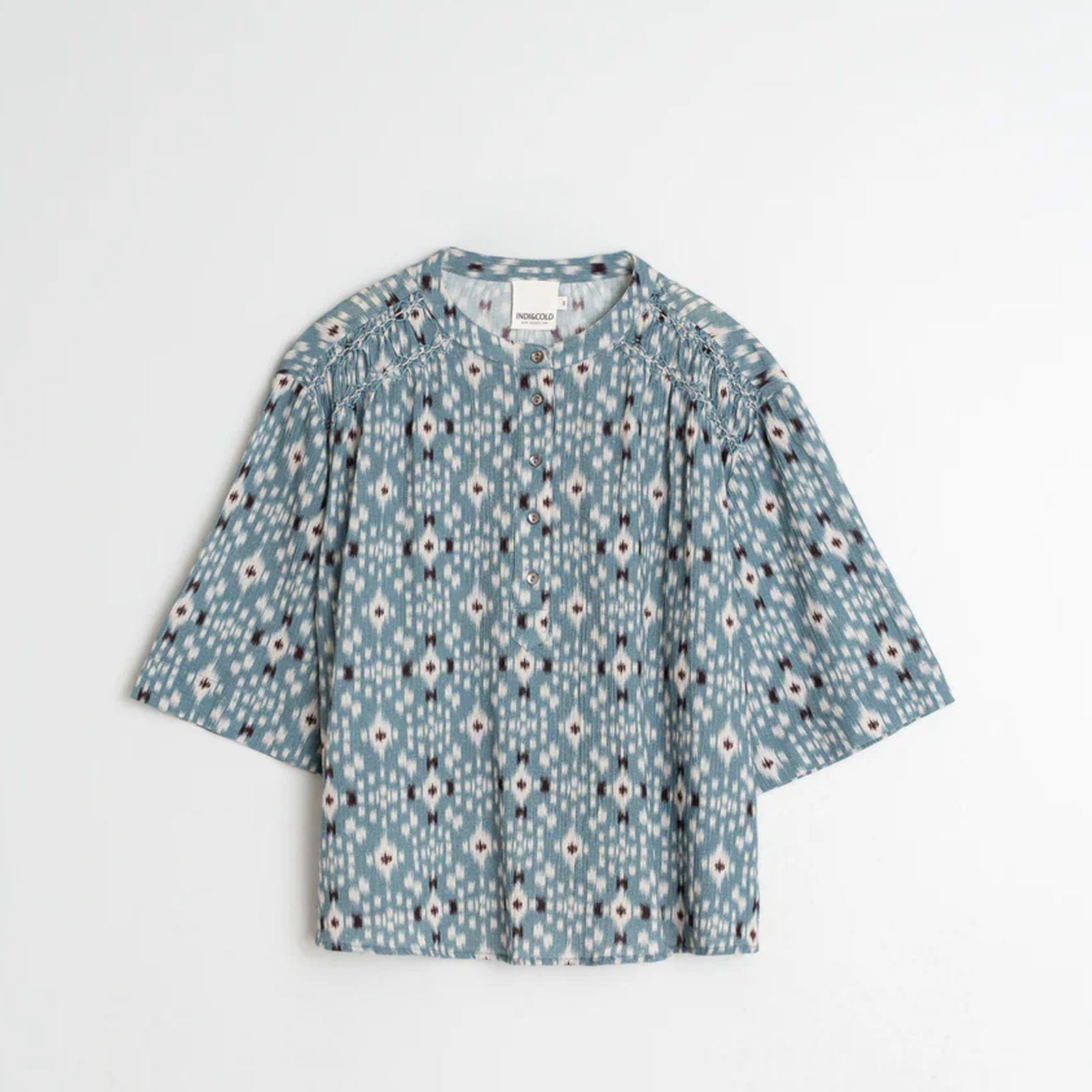 Allover Print Cotton Blouse azul vintage INDI&COLD