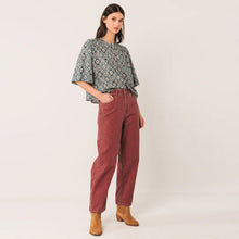 Allover Print Cotton Blouse azul vintage INDI&COLD