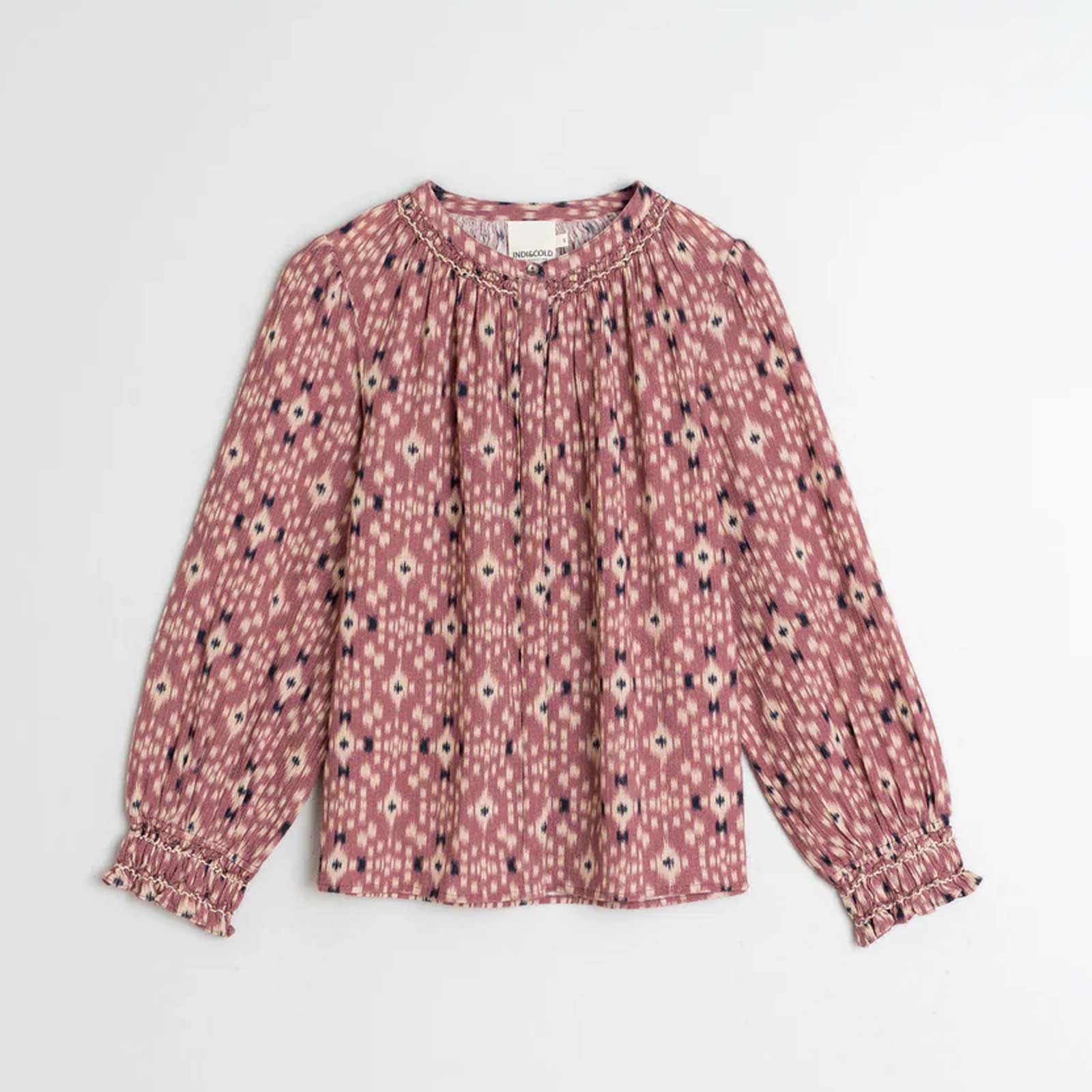 Allover Print Cotton Blouse malva INDI&COLD