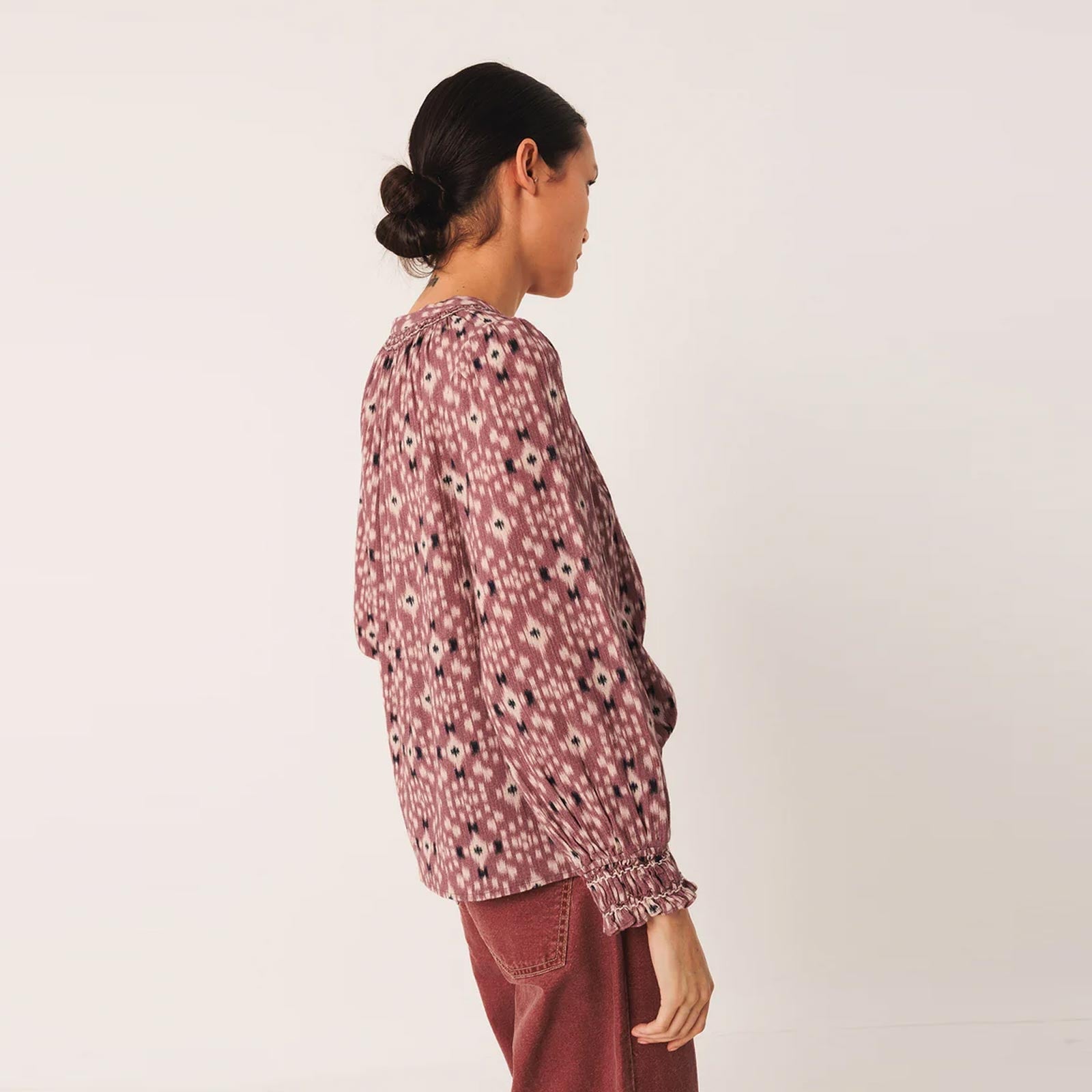 Allover Print Cotton Blouse malva INDI&COLD