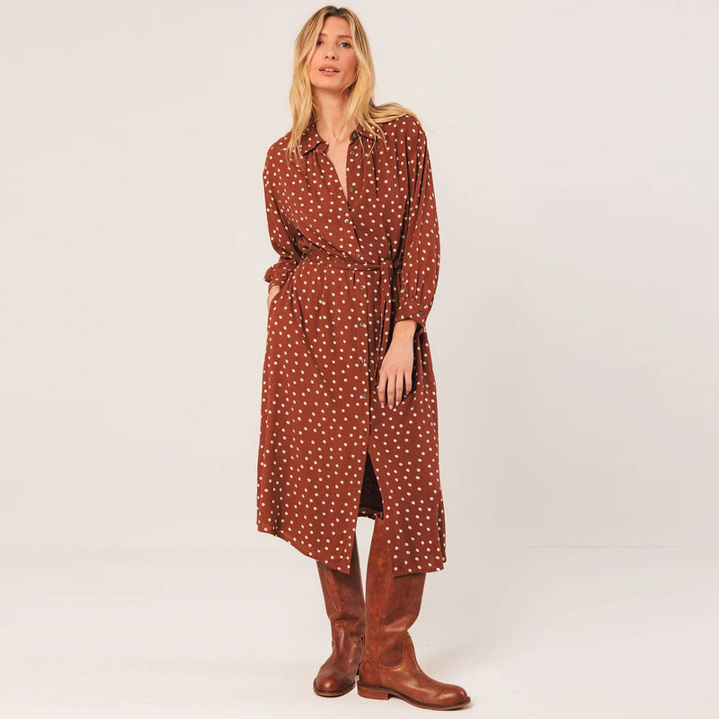 Allover Print Viscose Dress terracota INDI&COLD