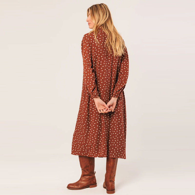 Allover Print Viscose Dress terracota INDI&COLD