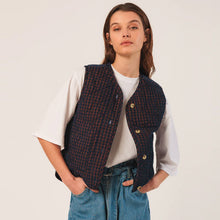 Cotton Check Vest marino INDI&COLD
