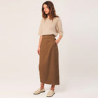 Cotton Knit Short Sleeve Jumper beige INDI&COLD