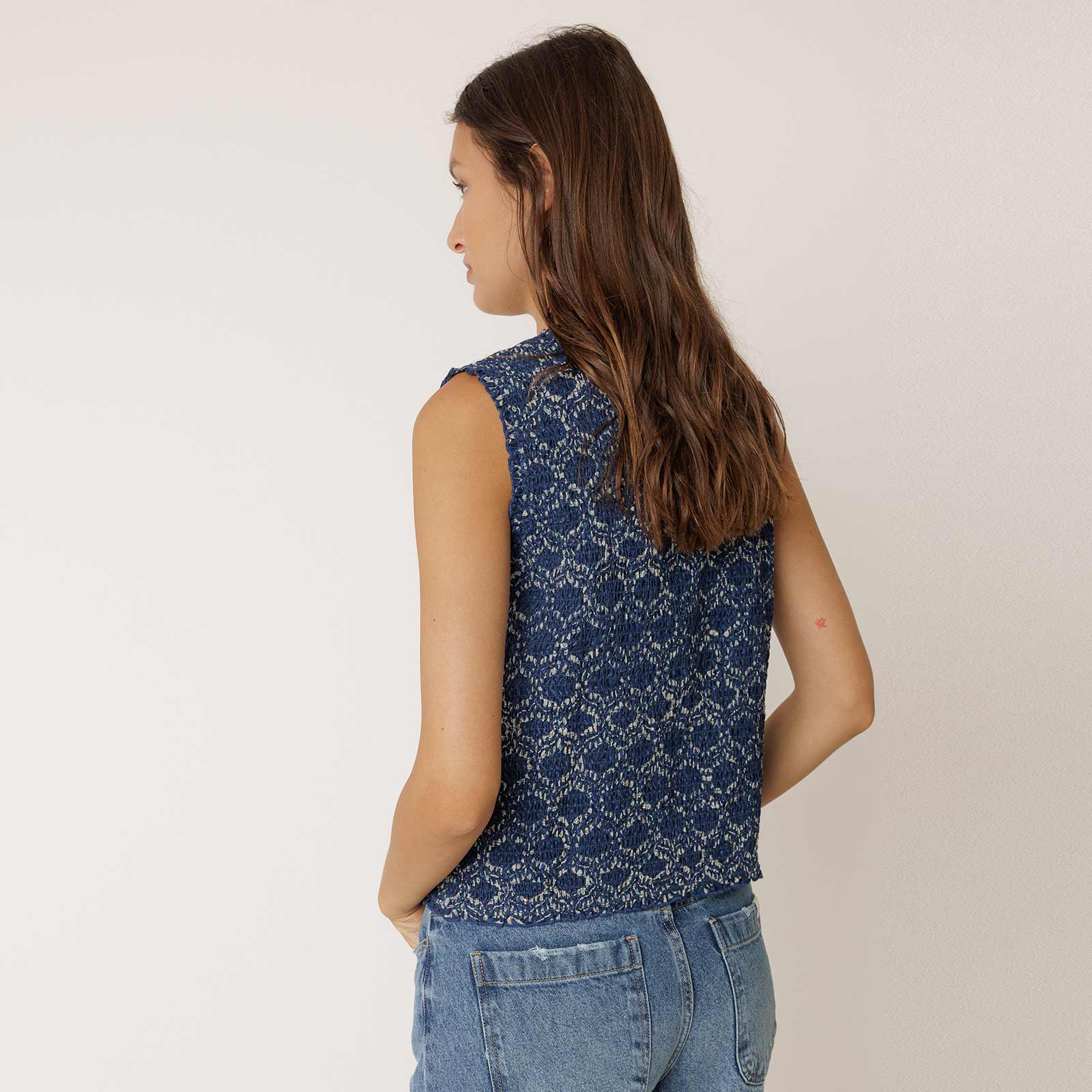 Crinkle Lace Vest indigo INDI&COLD