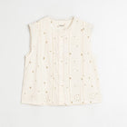 Embroidered Short Sleeve Blouse crudo INDI&COLD