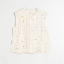 Embroidered Short Sleeve Blouse crudo INDI&COLD