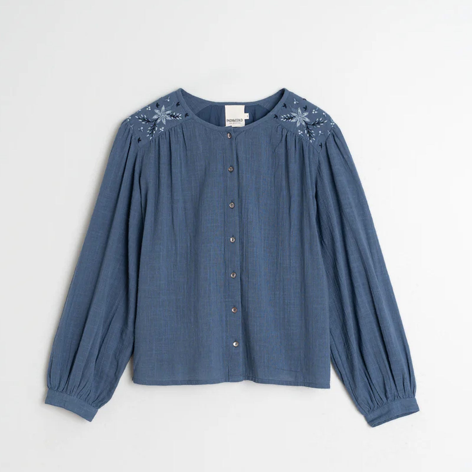 Embroidery Cotton Blouse indigo INDI&COLD