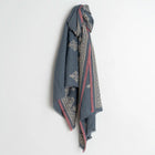 Embroidery Cotton Scarf indigo INDI&COLD