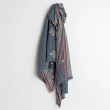 Embroidery Cotton Scarf indigo INDI&COLD