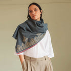 Embroidery Cotton Scarf indigo INDI&COLD