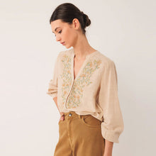 Embroidery Flower Cotton Blouse piedra INDI&COLD